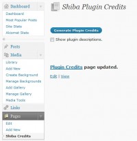 Generate a Plugin Credits Page.