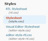 Select Stylesheet (style.css) from the Bottom Right of the Screen.