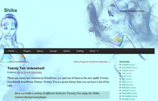 TwentyTen theme using the Menumatic script and Black menubar skin.